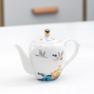 国潮陶瓷茶壶德化白玉瓷泡茶壶家用功夫茶具带过滤泡茶器单壶大号