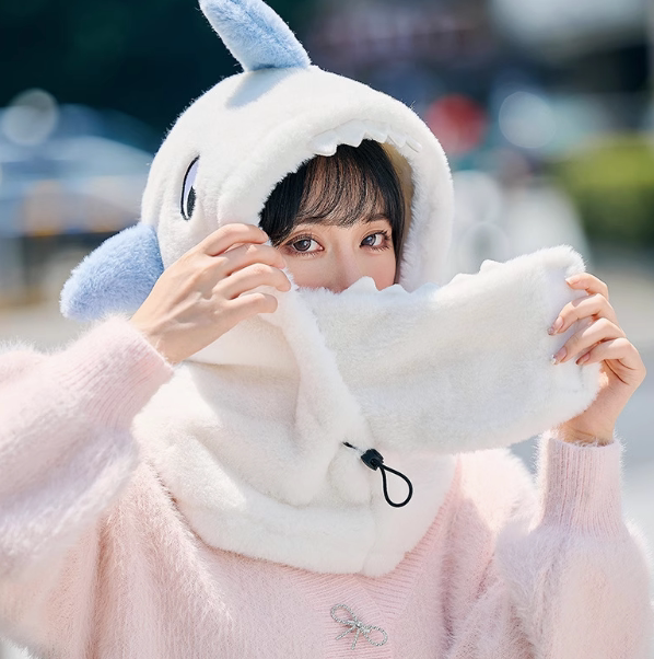 pandazw หมวกกันน็อกสกี สำหรับผู้หญิง กันหนาว ใช้กลางแจ้งในฤดูหนาว ให้ความอบอุ่น ป้องกันความเย็น พร้อมผ้าพันคอขนฟูสำหรับปั่นจักรยาน
