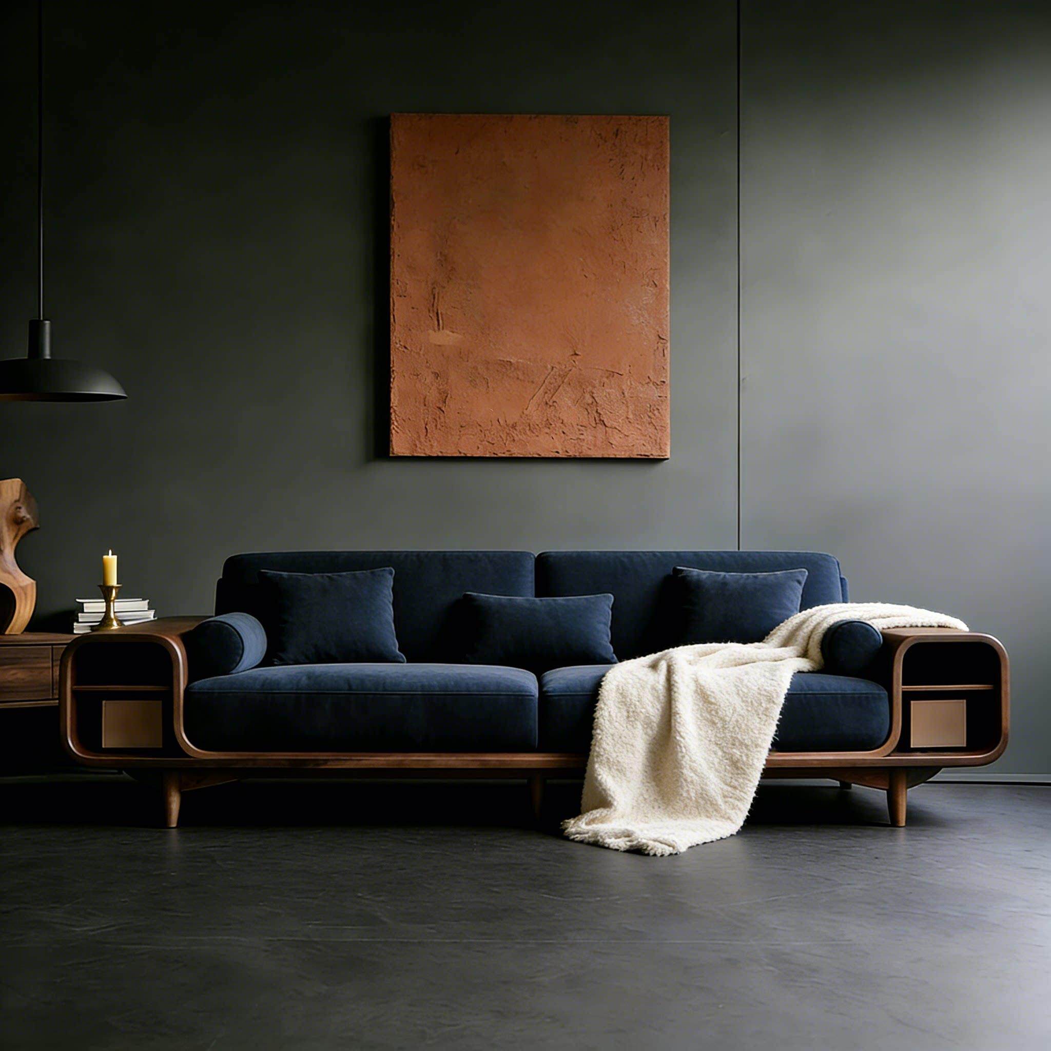 新中式实木沙发2026新款客厅直排三人位黑胡桃木布艺沙发可储物