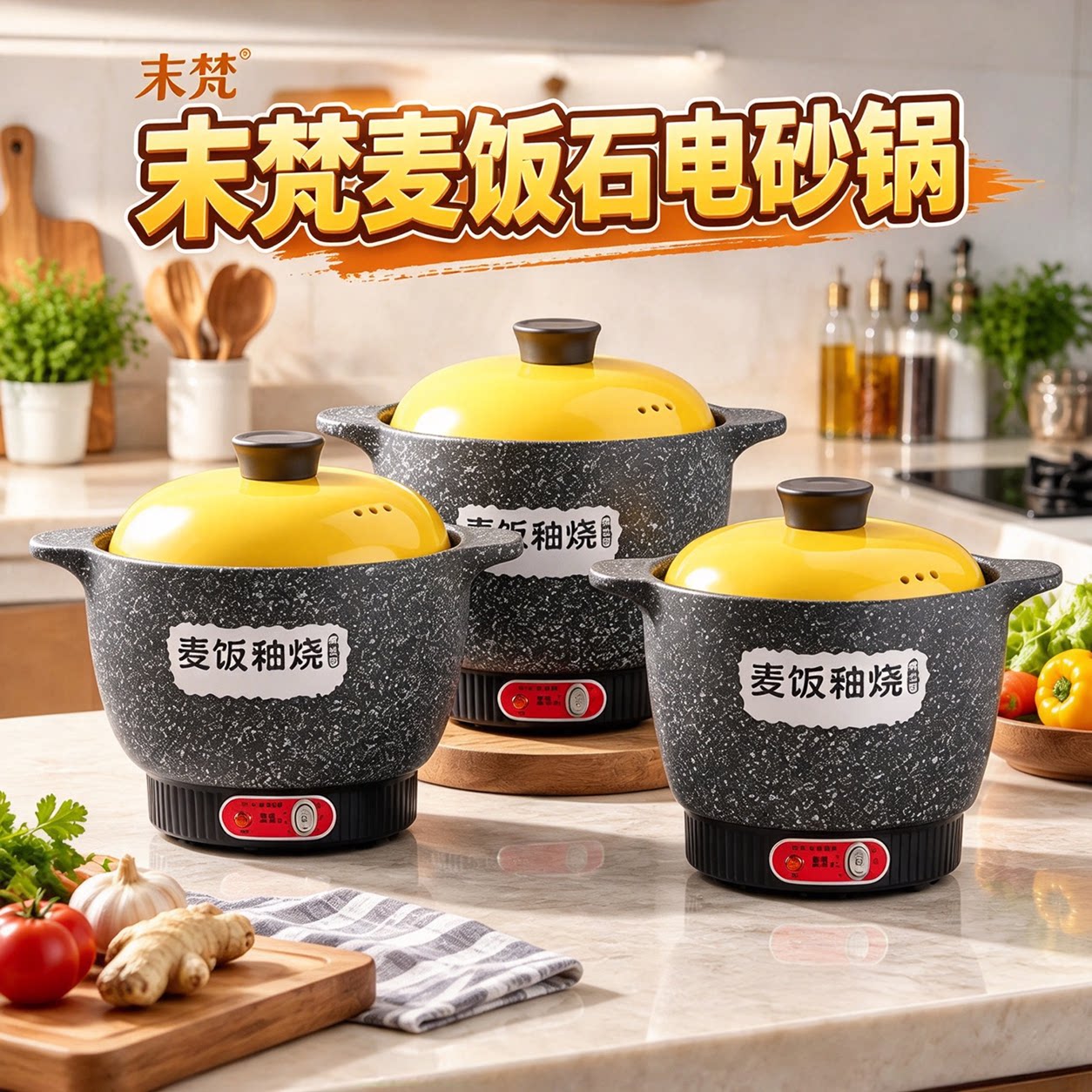 末梵麦饭石电炖锅家用多功能煲汤锅电炖盅陶瓷内胆智能预约