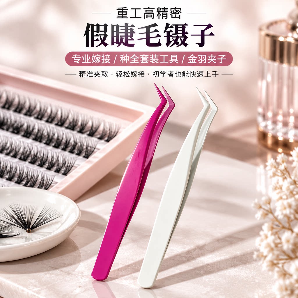 重工高精密假睫毛镊子专业嫁接种全套装工具金羽夹子初学者美睫师