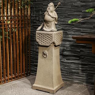 武财神关公摆件新中式彷古工艺礼品摆饰室内装饰展示柱底座招财开