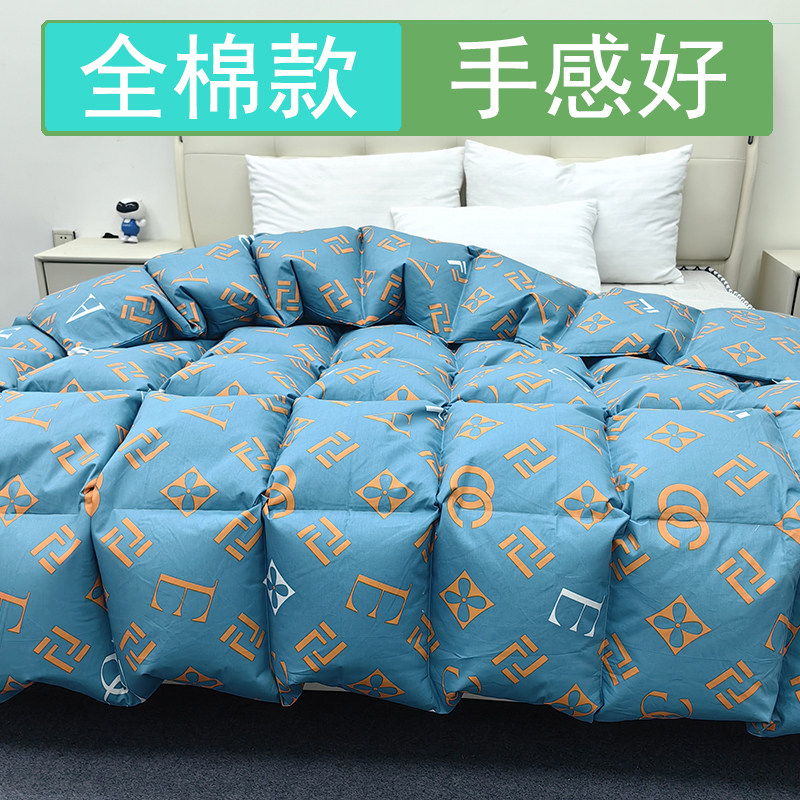 全棉印花双层自充绒羽绒被空被壳半成品防钻绒防跑毛专用内胆芯冬