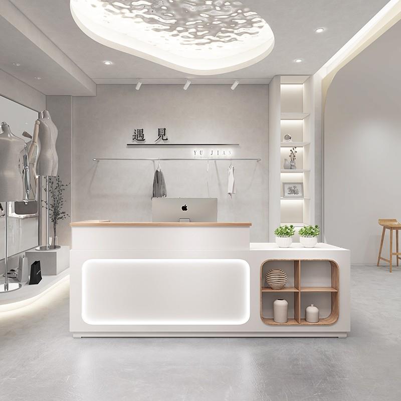 现代简约服装店收银台柜台转角美容院吧台前台奶茶店咖啡店接待台