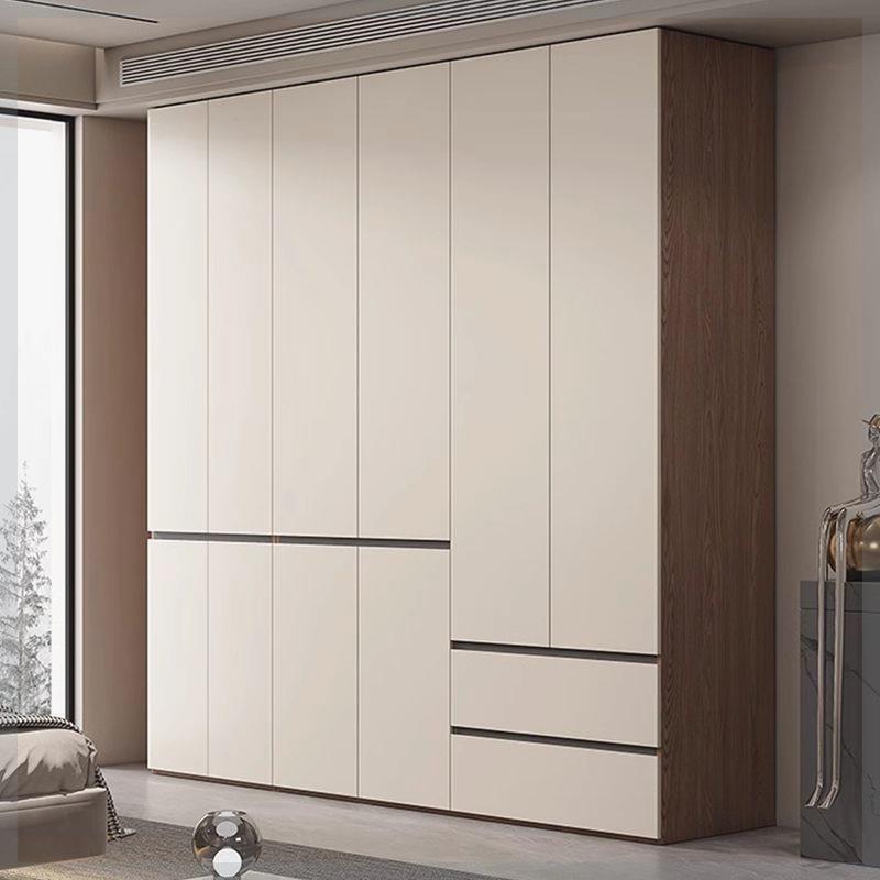 2026新款奶油风铝合金衣柜家用卧室金属铝型材衣物收纳柜子暖白色