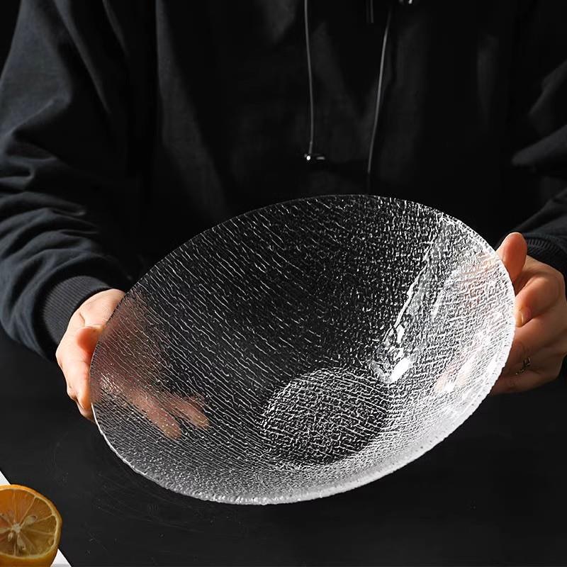 北欧简约水果盘大号沙拉碗果盆果篮茶几摆件斗笠果斗高颜值玻璃盘