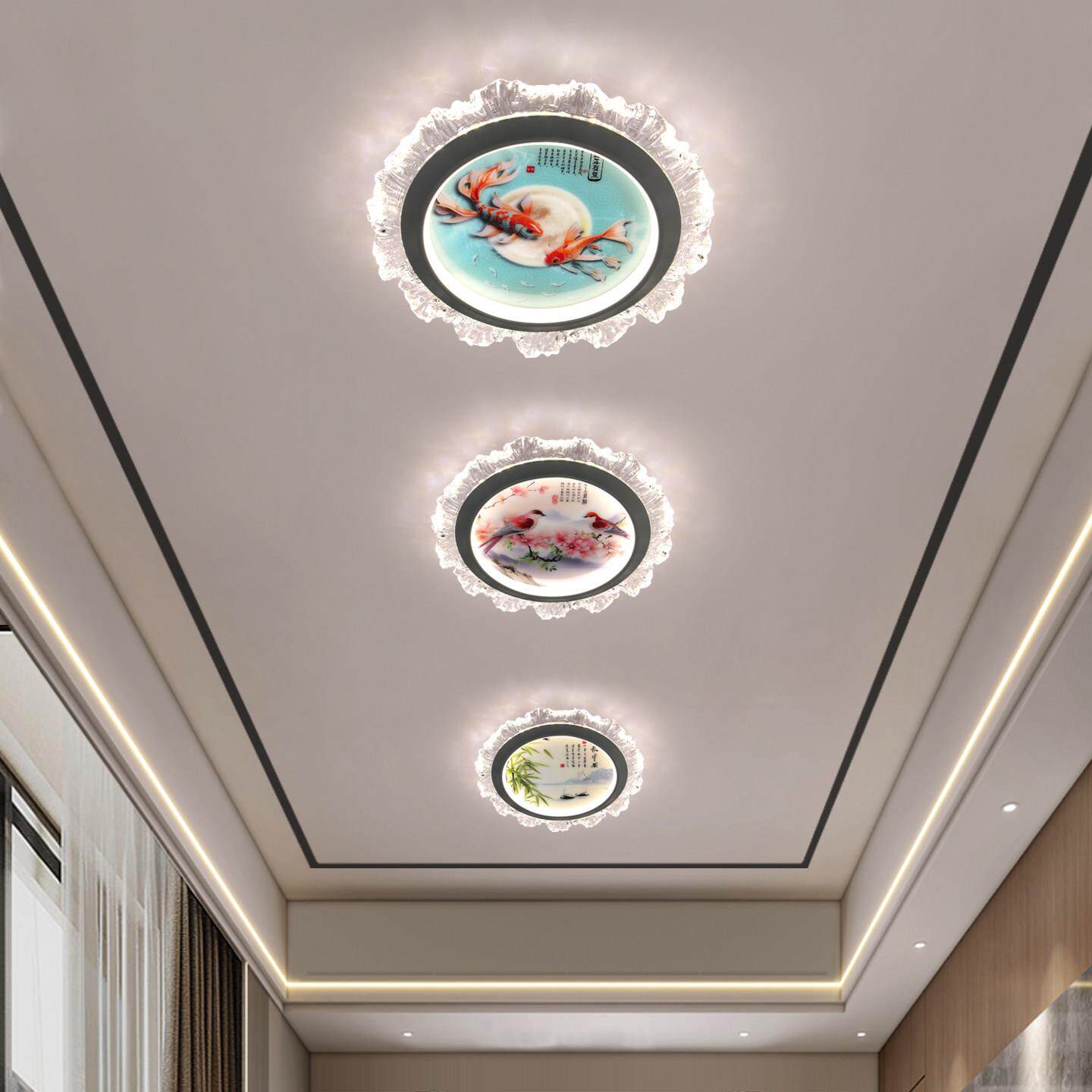 玄关走道灯走廊LED吸顶灯高级感氛围入户新款 创意国潮嵌入式筒灯