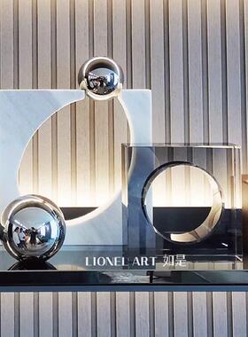 如是艺术摆件K9水晶天然大理石雕塑客厅玄关书柜装饰摆饰乔迁礼物