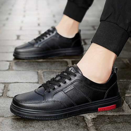 莆田萬大東黑色低帮系带工装鞋男潮流板鞋百搭休闲皮鞋平跟男鞋子