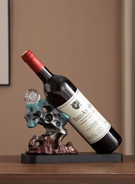 2024新款中式酒柜装饰品时来运转红酒架摆件高档高级感客厅餐边柜