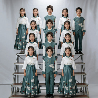 儿童合唱演出服中国风中小学生大合唱主持人礼服诗歌朗诵表演服装