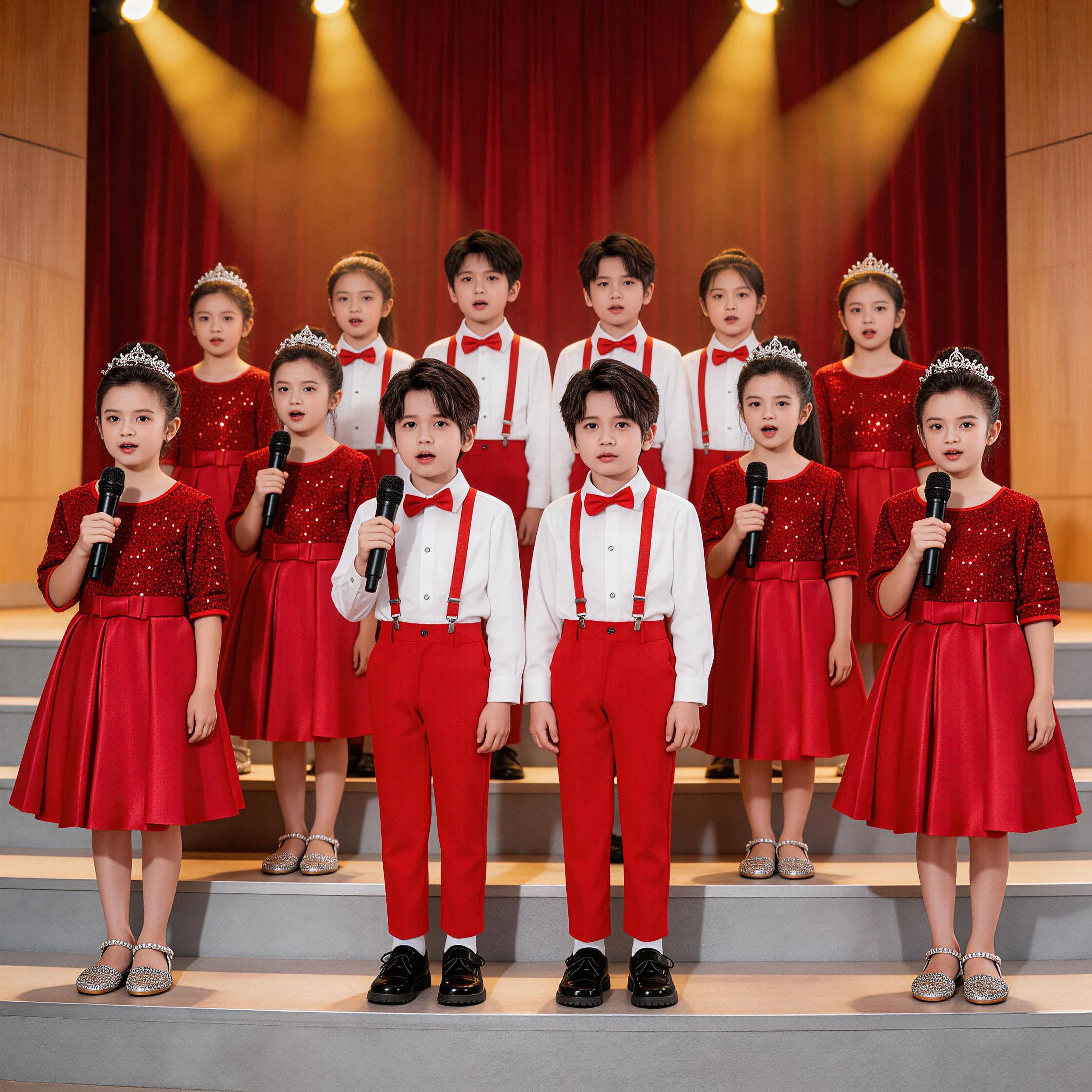 中国红儿童合唱朗诵演出服
