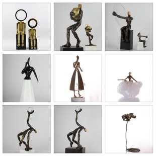 栖间现代创意人物雕塑酒店玄关家居售楼处大厅会谈桌软装饰品