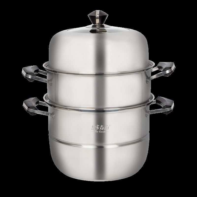 左家右厨 2CM蒸锅家用不锈钢多层三层加厚笼屉电磁炉燃气灶
