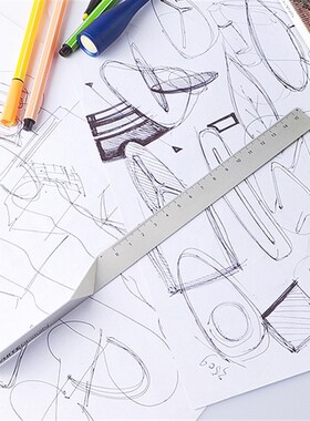 WHIE DEIGN建筑感直尺设计师格尺金属铝合金尺子创意办公文具