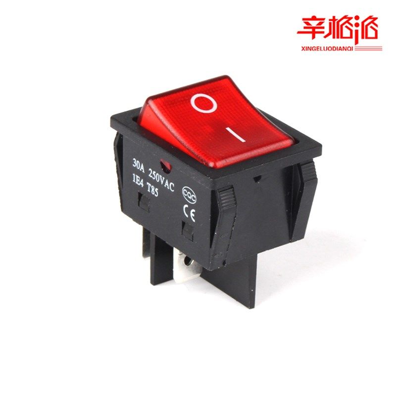 翘板开关 电源开关 船型开关KCD4201N RK1红色2路4脚2档30A