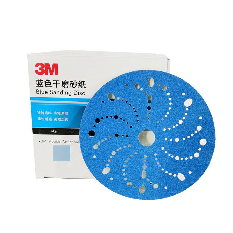 正品3M6寸圆形蓝锋锐背绒干磨砂纸切削力强耐磨不掉砂防堵涂层