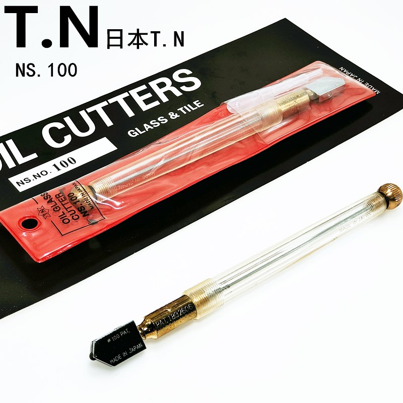 日本进口TN-100玻璃刀滚轮式划玻璃刀瓷砖切割刀纯铜头透明5-12mm