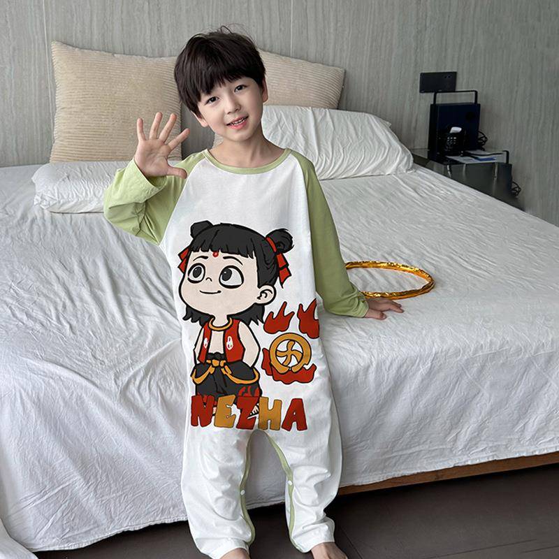 儿童睡袋夏季薄款纯棉分腿男童女童睡衣家居服全棉a类宝宝连体衣