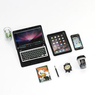 娃娃屋配件微缩可折叠笔记本仿真迷你电脑平板手机三件套模型N122