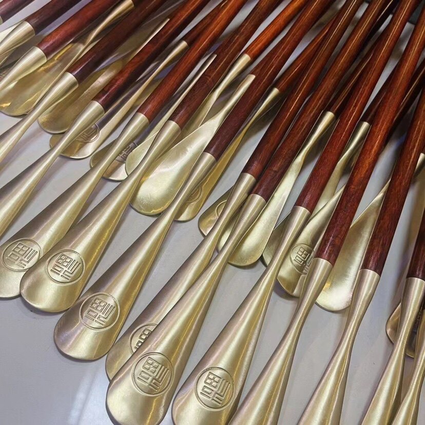 小叶紫檀木长柄鞋拔子全黄铜穿鞋器拔头老人孕妇不弯腰提鞋鞋拔子