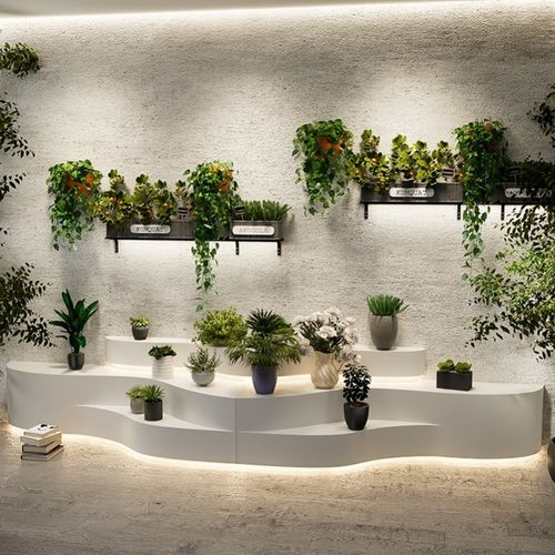 靠墙展台手办礼品异形流水台花店陈列柜异形展示台可定制发光