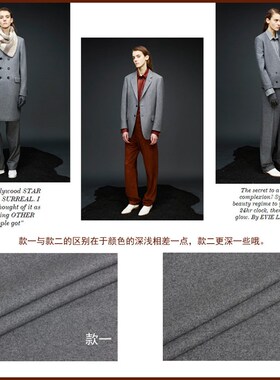 秋冬灰色高档薄呢羊毛呢法兰呢面料 西服裤子外套毛料 设计师布料