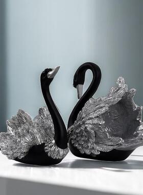 欧式情房侣天鹅摆件结新客厅关酒柜RDW30021电视柜家婚居玄装饰树