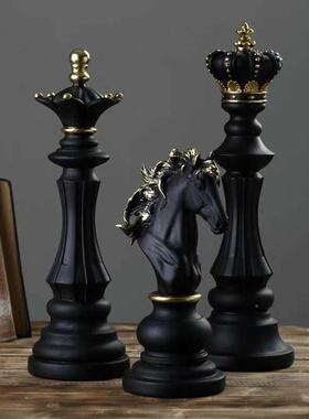 国际象棋脂摆件电柜酒柜国际象棋视橱窗院装树饰品国王王后学战马