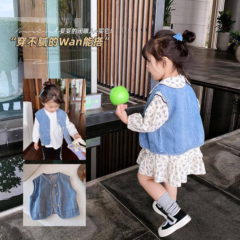 儿童马甲牛仔婴幼儿外套2025春款男女童马甲百搭外穿可可休闲外套