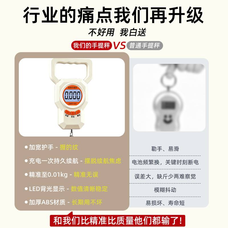 新款手提电子秤高精度精准买菜称鱼水果称重家用小型充电便携图片