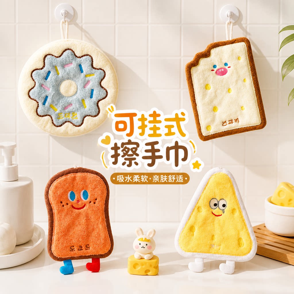 擦手巾可挂式吸水毛巾洗手巾宝宝