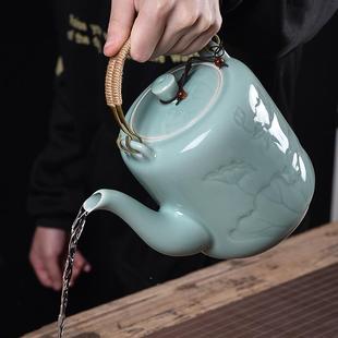 小小利青瓷茶壶家用大容量单壶凉水壶泡茶壶耐热提梁壶1500ML陶瓷