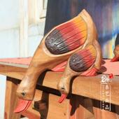 实木复古手工木雕喝水鸭客厅创意书架桌面电视柜室内水景观小摆设