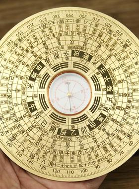 雕刻黄铜罗盘风水盘高精度初学者专业随身携带迷你袖珍小二寸三寸