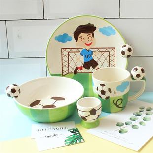 点心盘杯 童萌汇泰国进口可爱足球碗儿童卡通餐具宝宝陶瓷碗礼盒装