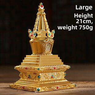藏式佛具用品菩提塔舍利塔佛塔家用供奉摆件如来八塔大号金色21cm
