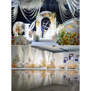 婚庆牛奶丝弹力布水波帘行云流水吊顶布婚礼吊顶布幔婚庆装饰布