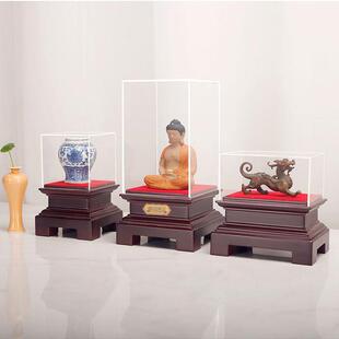 压克力展示盒黄金礼品盒展示柜收纳陈列盒佛像摆件底座防尘罩定制