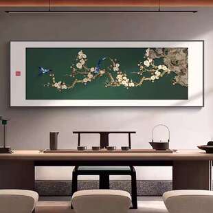 大墙画客厅喷绘卧室装饰画新中式高级感沙发背景墙挂画肌理壁画画