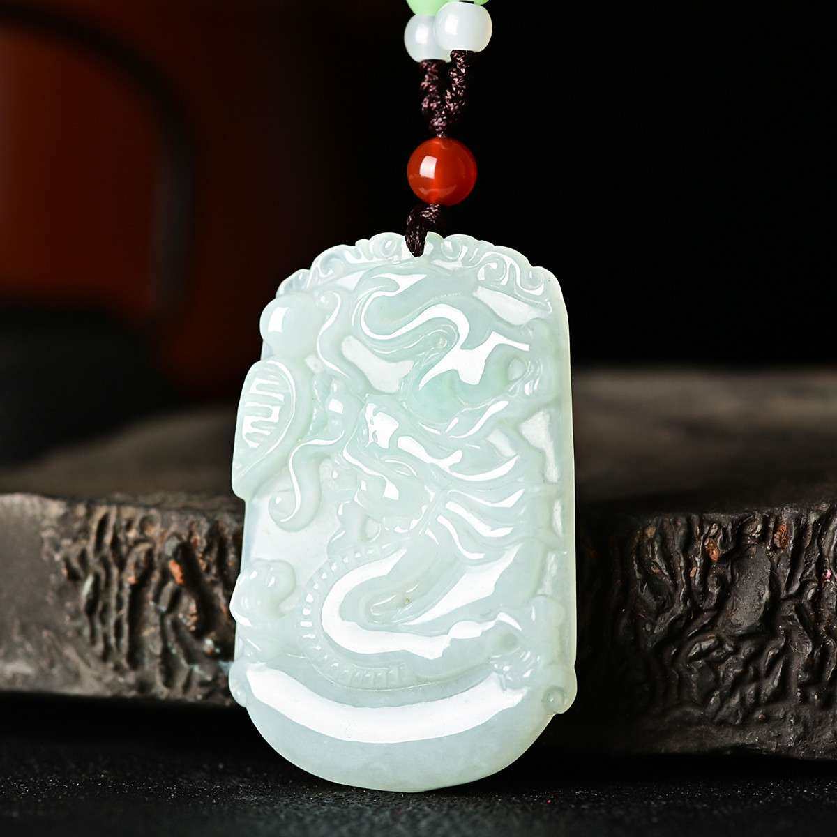 翡翠情侣玉吊坠龙凤配一对天然翡翠A货玉佩挂件男女翡翠大号吊坠