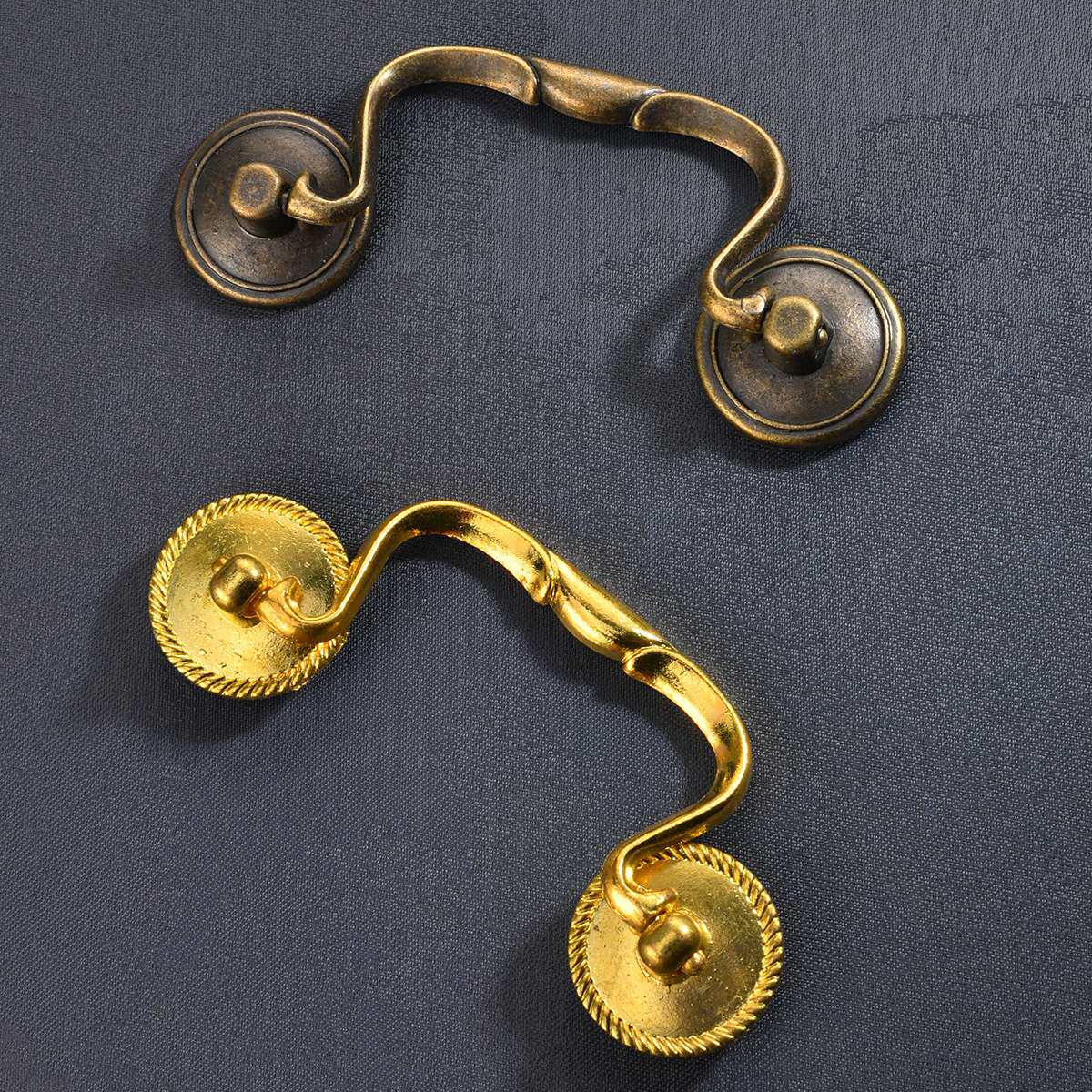 欧式简约仿古拉手柜门橱柜衣柜门长条把手田园抽屉青古铜孔距80mm