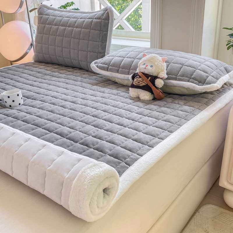 2025新款牛奶绒贴布绣夹棉床褥秋冬加厚可机洗学生宿舍单双人床垫