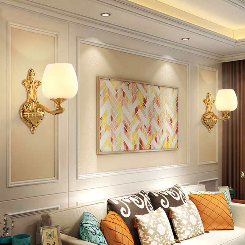 欧式壁灯客厅背景墙灯具全铜奢华LED楼梯过道灯纯铜卧室床头灯具