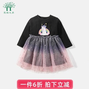 女宝宝秋款连衣裙秋装三四五六岁女孩网纱裙子秋天女童春秋公主裙