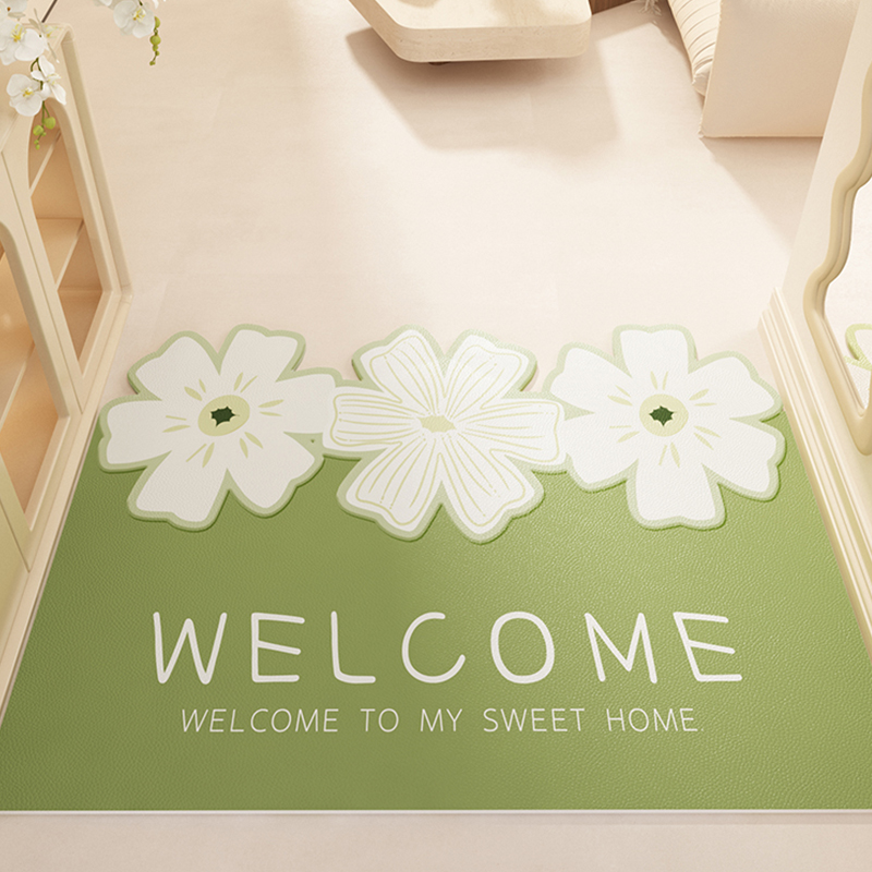 绿色小清新入户门地垫家用pvc脚垫门垫进门可擦免洗门口玄关地毯