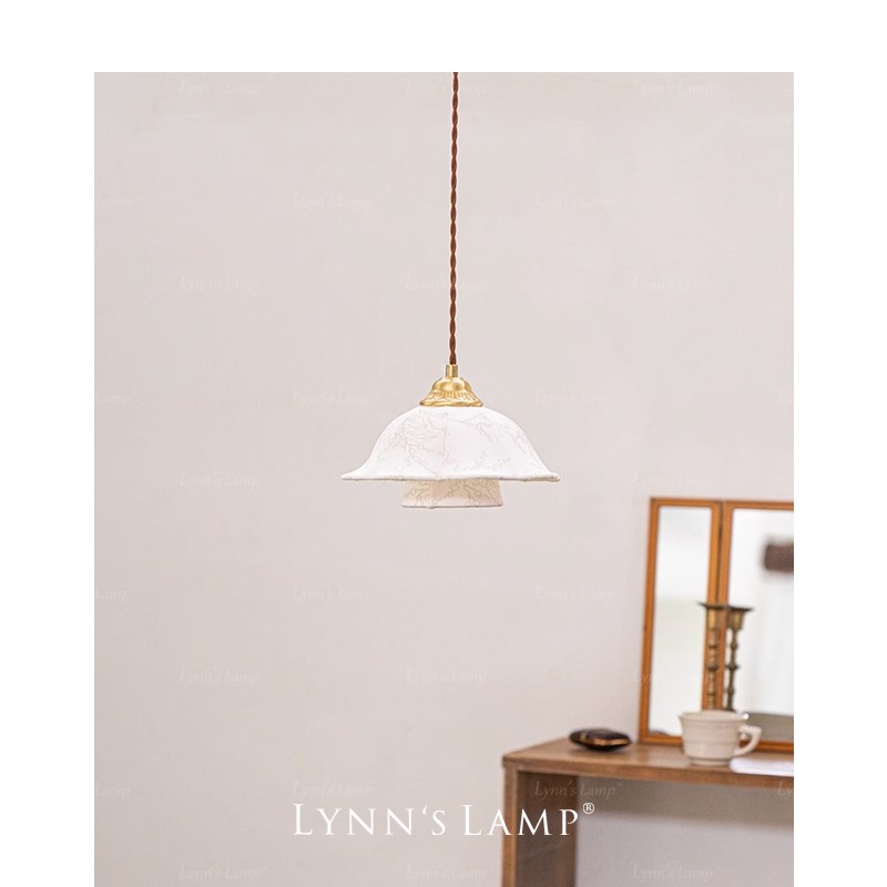 Lynns立意 法式田园风格床头吊灯 吧台餐厅浪漫花朵布艺衣帽间灯