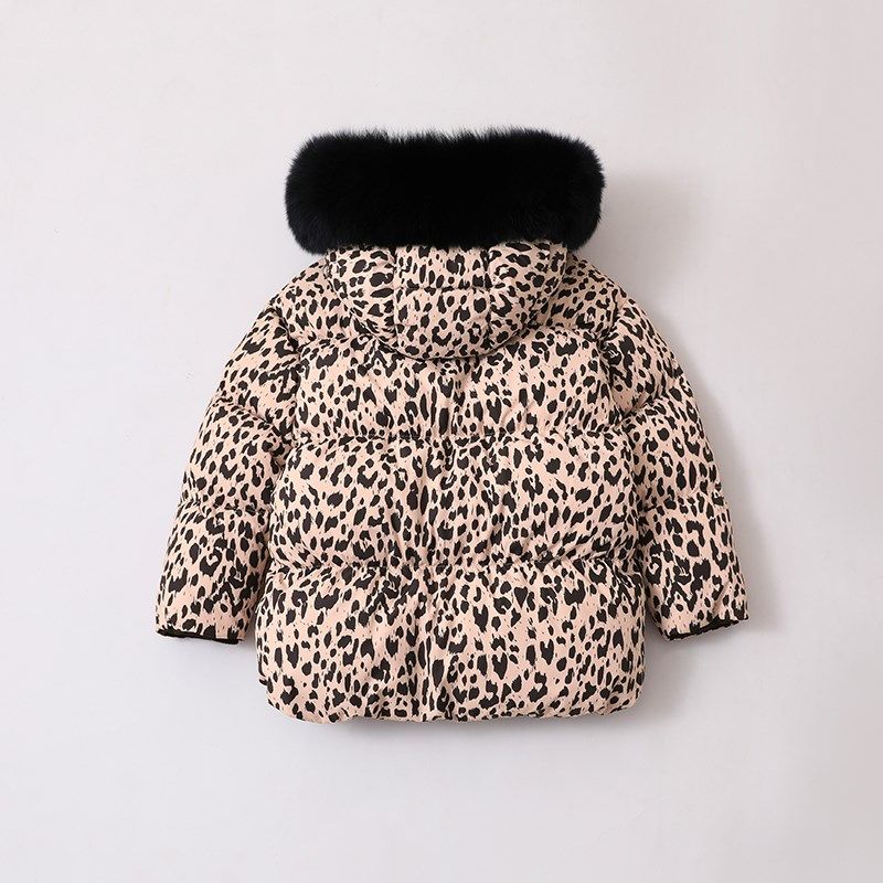 女童羽绒服加厚冬装黑色中大儿童装大毛领外套学生21158