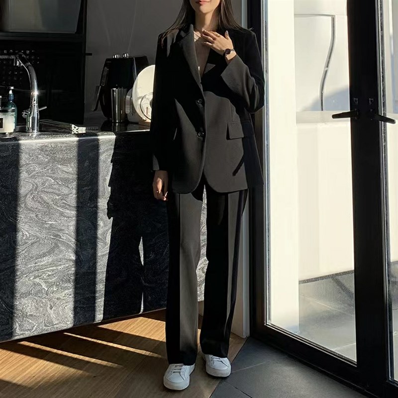 2025春装新款西装宽松套装女职业正装面试装大学生免烫西服工作服