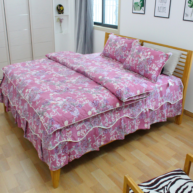 纯棉夹棉四件套全棉床品套件1.8m床上用品4件套婚庆被套床单1.5米